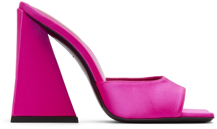 The Attico Pink Satin Devon Heeled Sandals