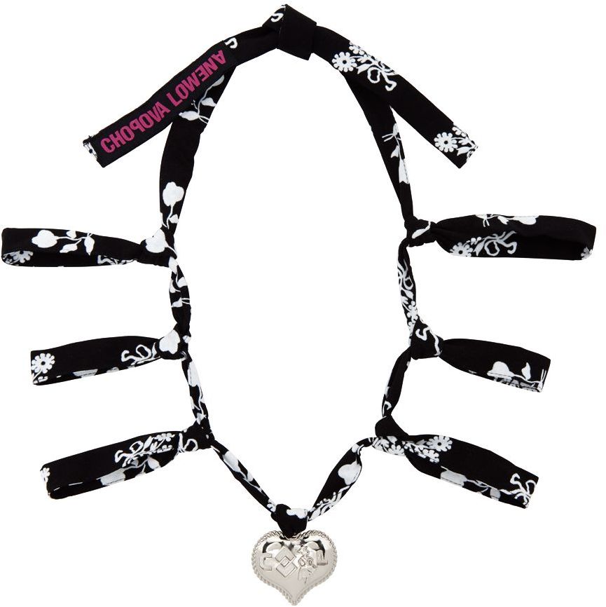 Chopova Lowena Black Bandana Heart Necklace In Black/white