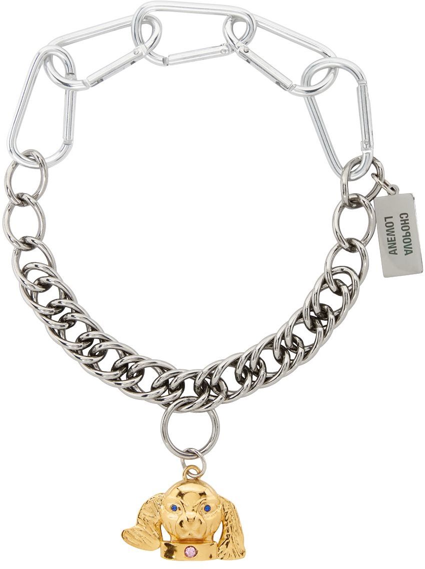 SSENSE Canada Exclusive Silver & Gold Dog Pendant Necklace by Chopova ...