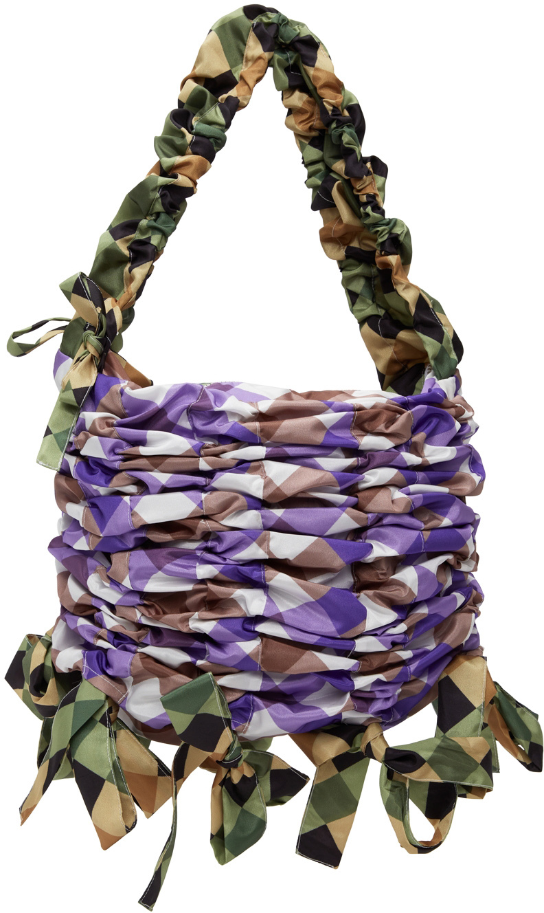 Khaki Taffeta Tie Mini Shoulder Bag