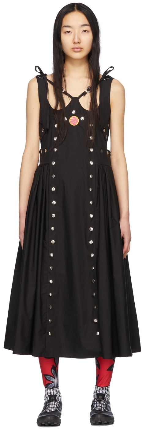 Chopova Lowena: Black Cotton Midi Dress | SSENSE UK