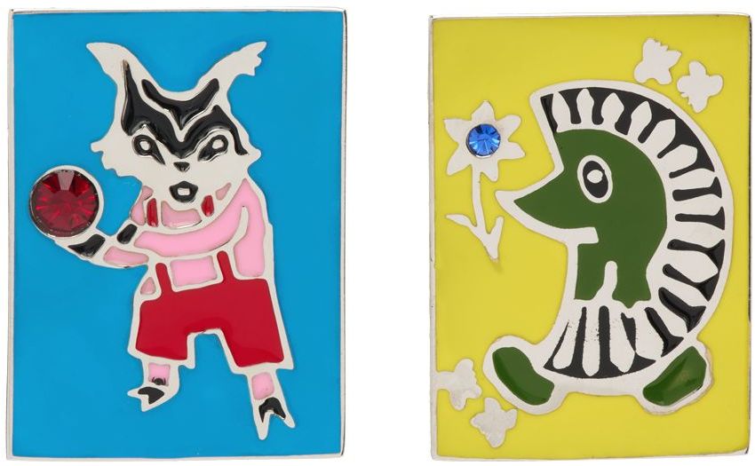 Ssense Uomo Accessori Gioielli Orecchini Multicolor Fox & Hedgehog Enamel Earrings 