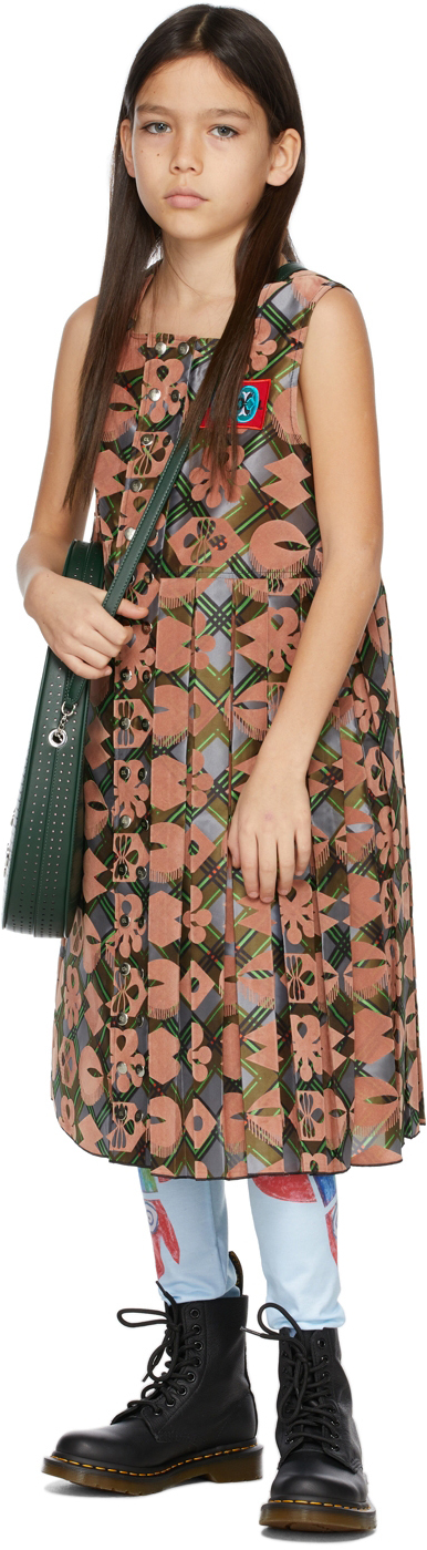 Chopova Lowena Ssense Exclusive Kids Brown & Green Kilt Dress In Multi