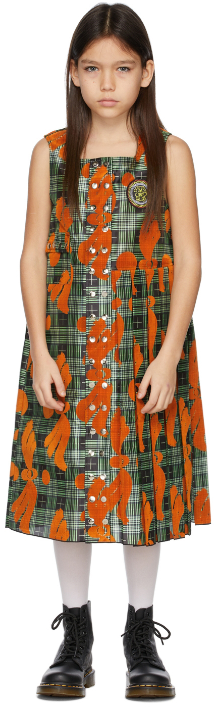 CHOPOVA LOWENA KIDS ORANGE & GREEN KILT DRESS