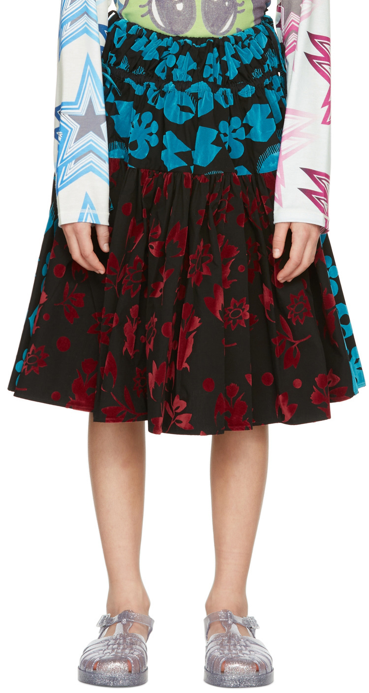Shop Chopova Lowena Kids Red & Blue Gathered Skirt In Multi