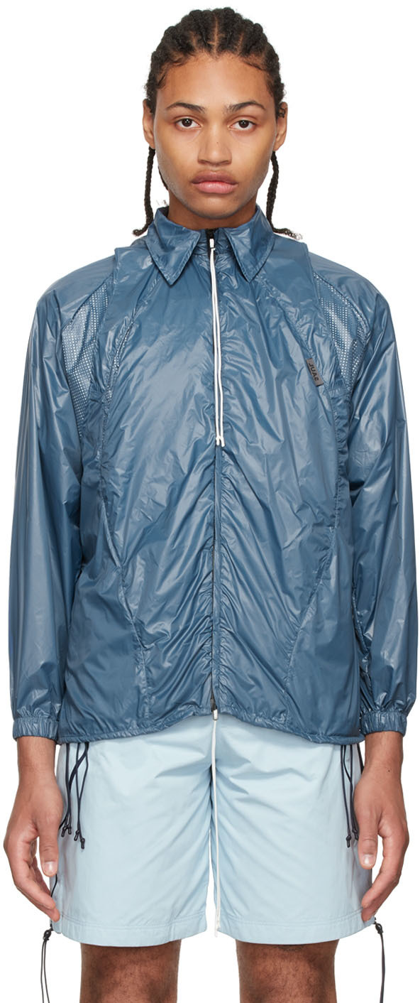 Blue Nylon Jacket by Saul Nash on Sale