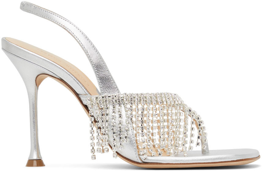 Silver Crystal Heeled Sandals