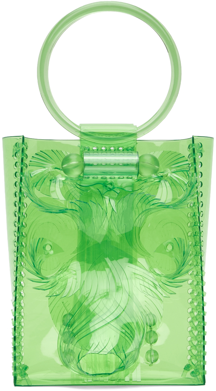 Mame Kurogouchi: SSENSE Exclusive Green Sculptural Mini Handle Bag | SSENSE