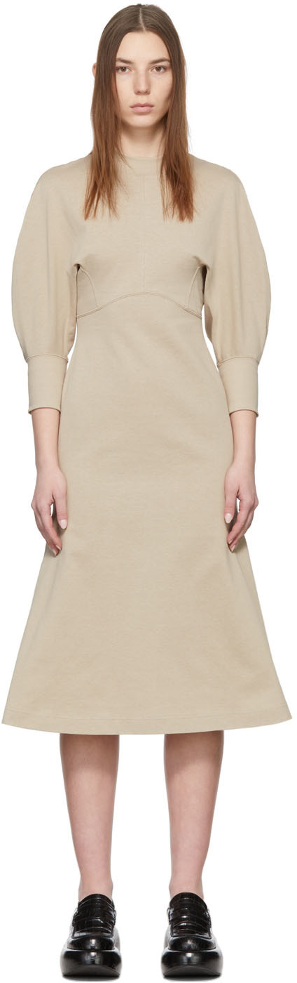 Mame Kurogouchi: Beige Cotton Classic Dress | SSENSE