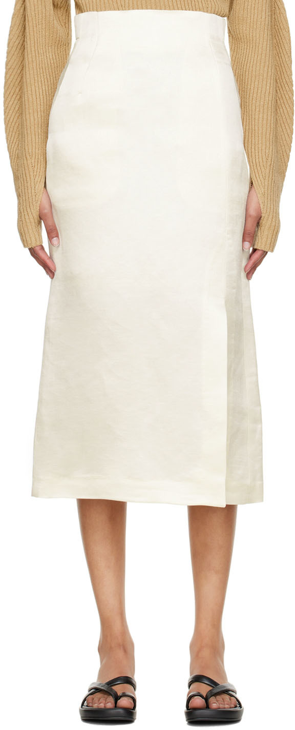 Mame Kurogouchi Off-White Linen Midi Skirt