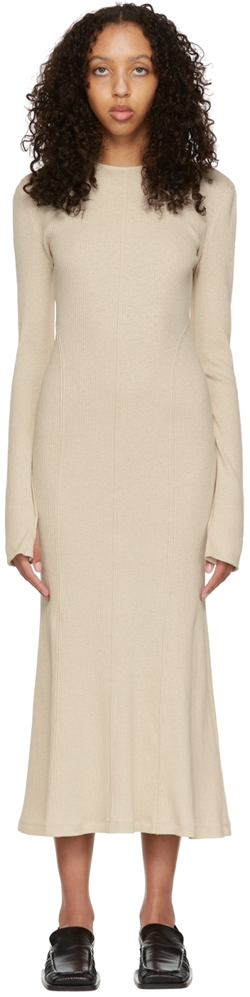 Mame Kurogouchi: Robe Midi Beige En Coton | SSENSE France