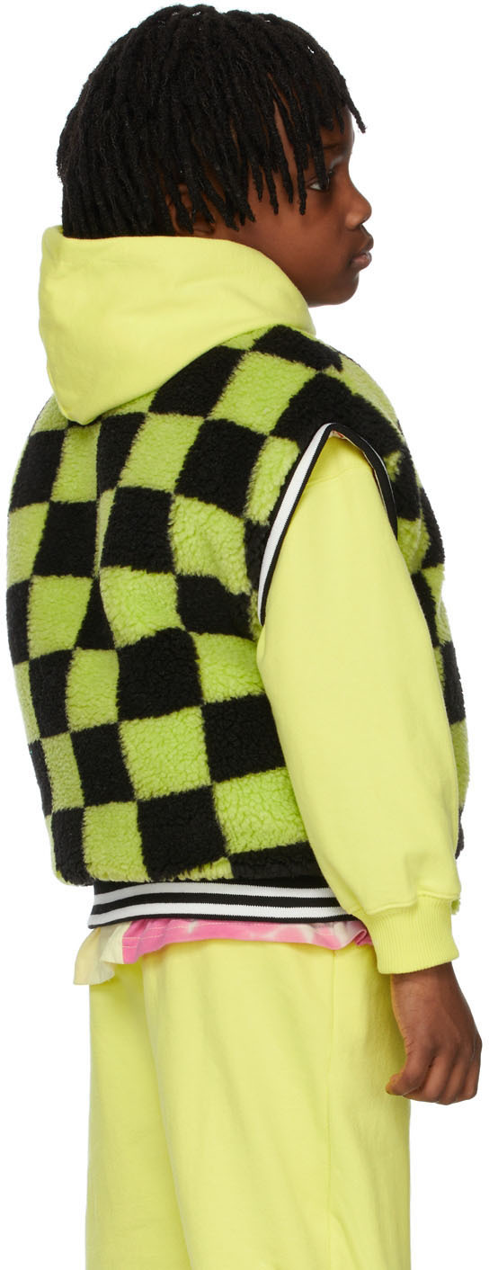 LUCKYTRY KIDS REVERSIBLE GREEN & BLACK CHECK VEST 