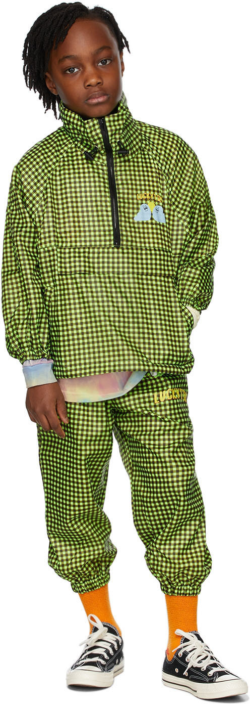 Luckytry Kids Green Cloud Check Anorak Jacket