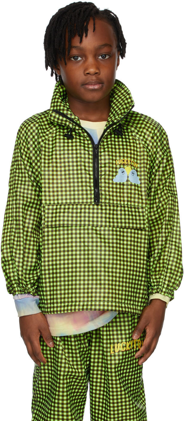 Luckytry Kids Green Cloud Check Anorak Jacket In Green