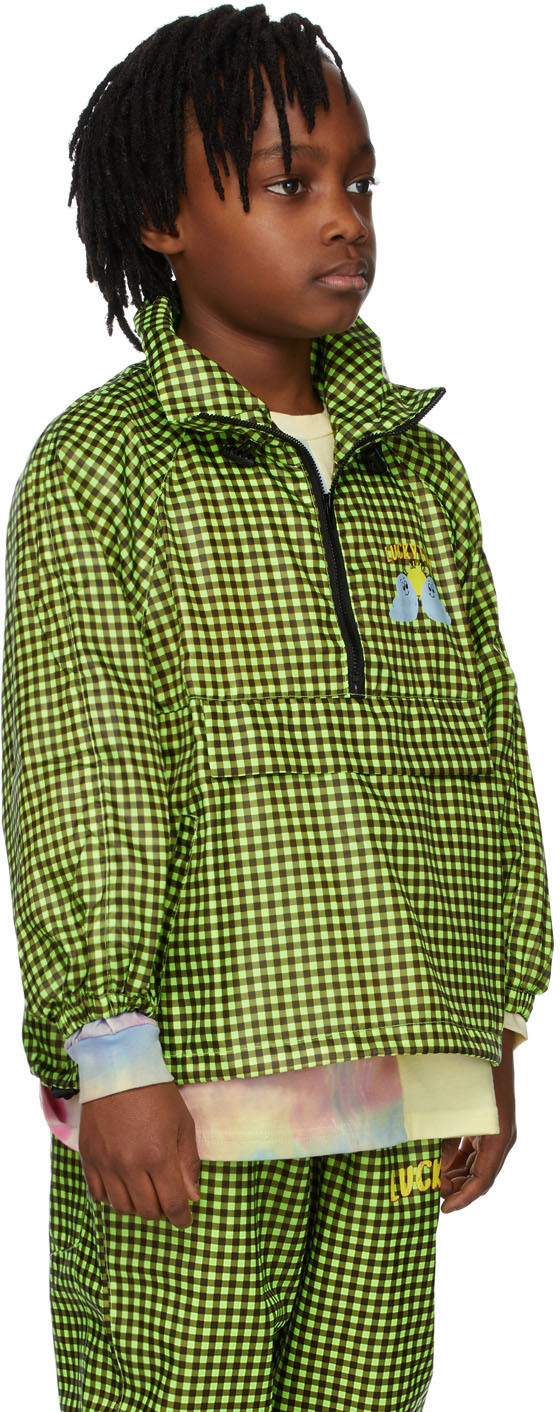 Luckytry Kids Green Cloud Check Anorak Jacket In Green