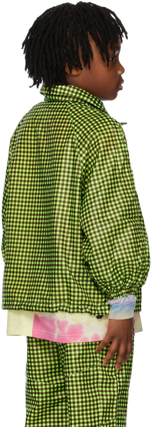 Luckytry Kids Green Cloud Check Anorak Jacket In Green
