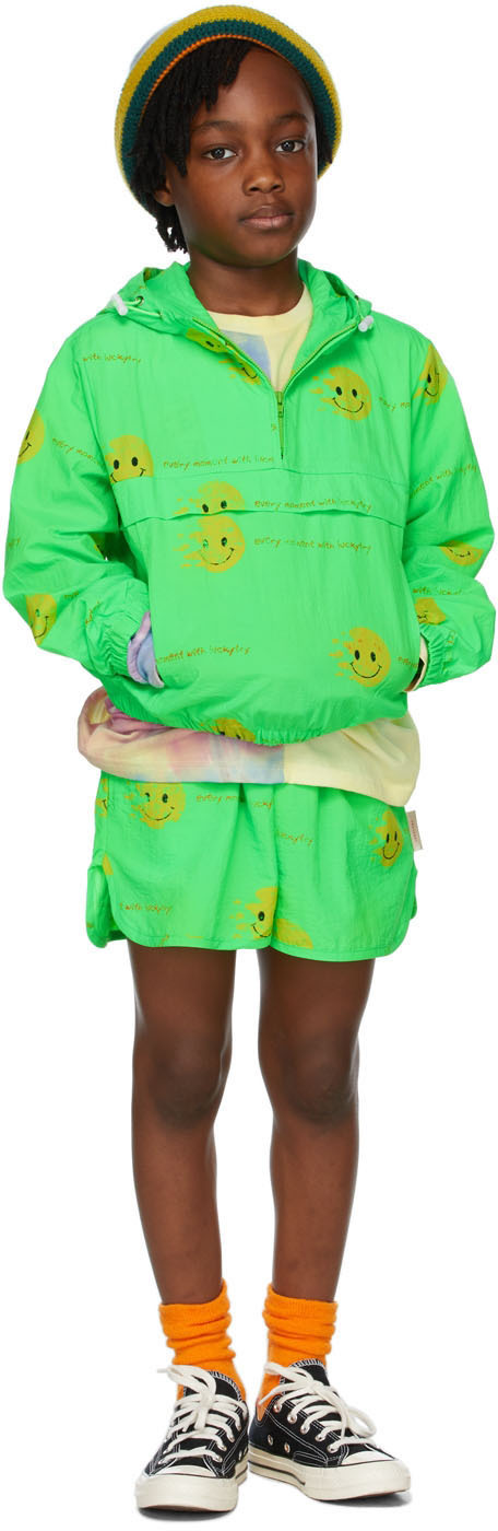 Luckytry Kids Green Smile Anorak Jacket Set