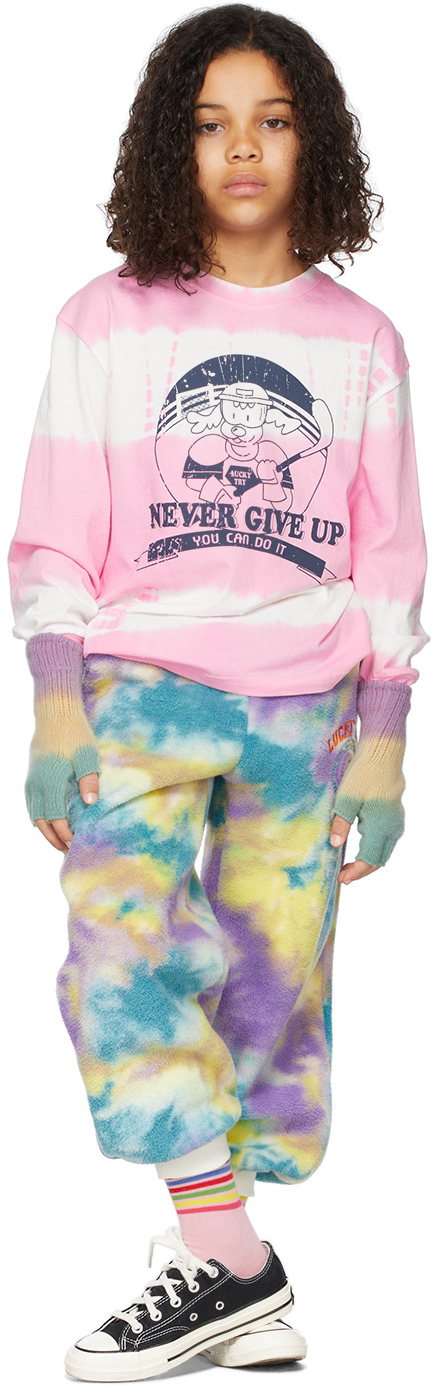 Luckytry Kids Pink Tie-dye 'never Give Up' T-shirt