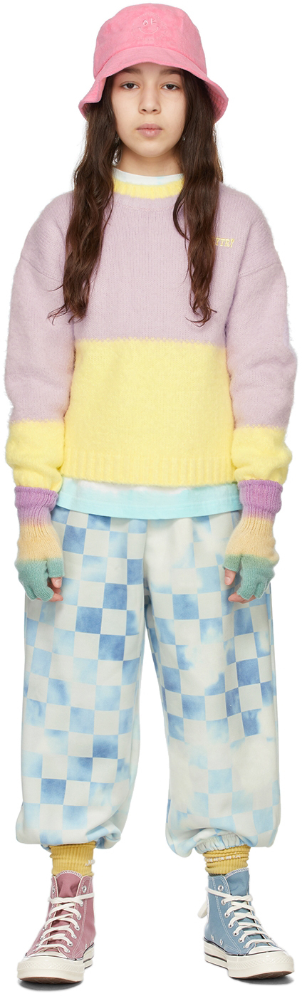 Luckytry Kids Yellow & Purple Half Color Round Sweater