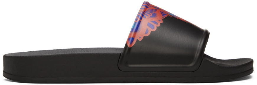 Marcelo Burlon County Of Milan Black Wings Slides In Multicolor