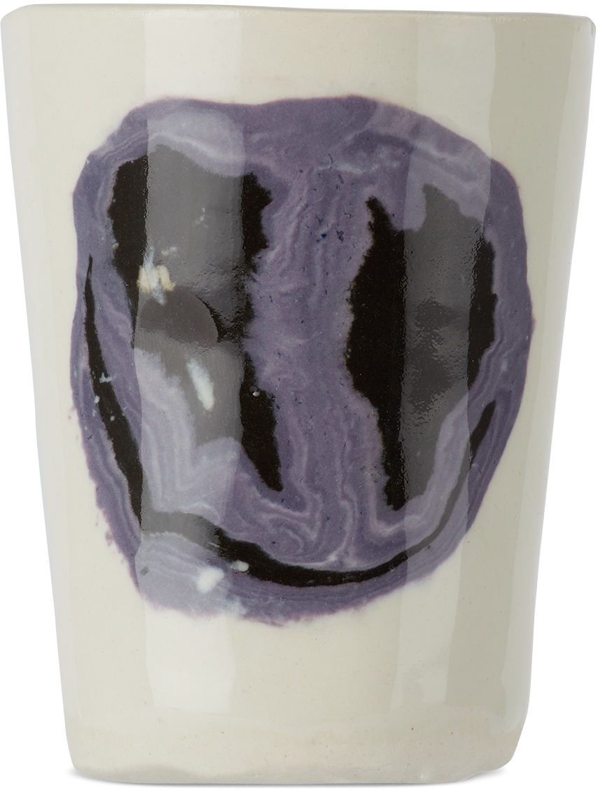 Dum Keramik Off-white & Purple Smiley Face Mug