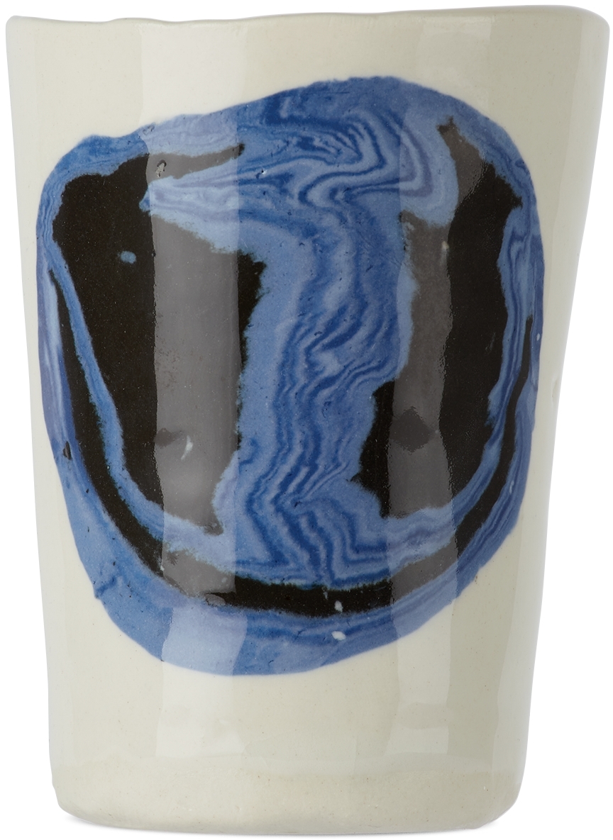 Dum Keramik Off-white & Blue Smiley Face Mug
