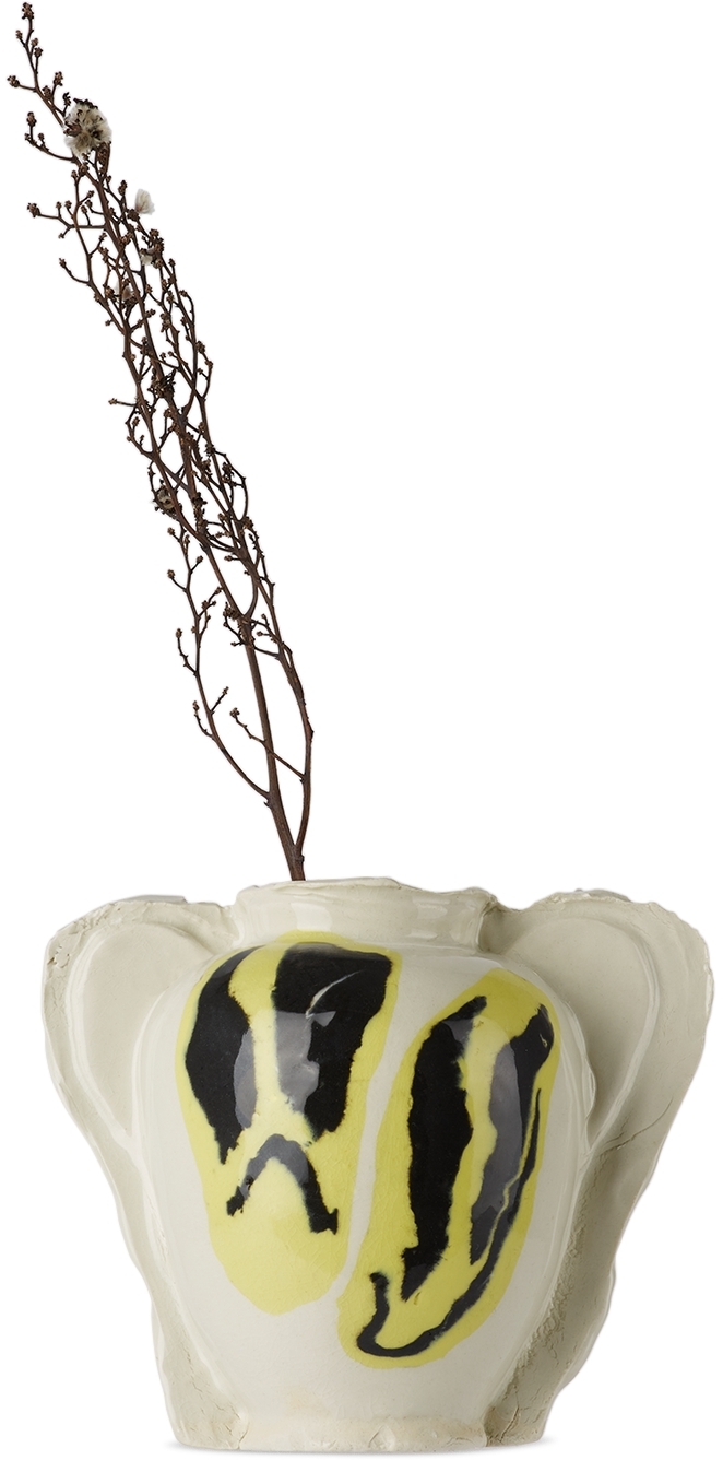 Dum Keramik Off-white & Yellow Comedy Tragedy Vase