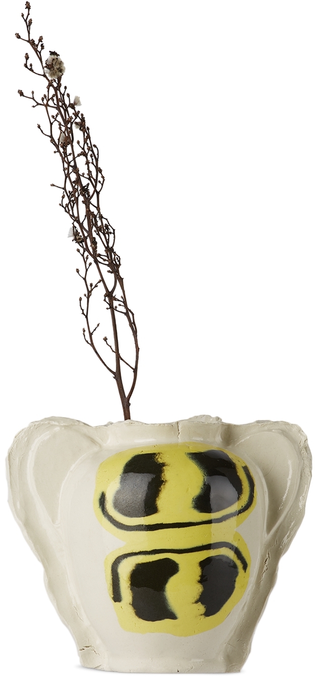 Dum Keramik Off-white & Yellow Stacked Smiley Vase