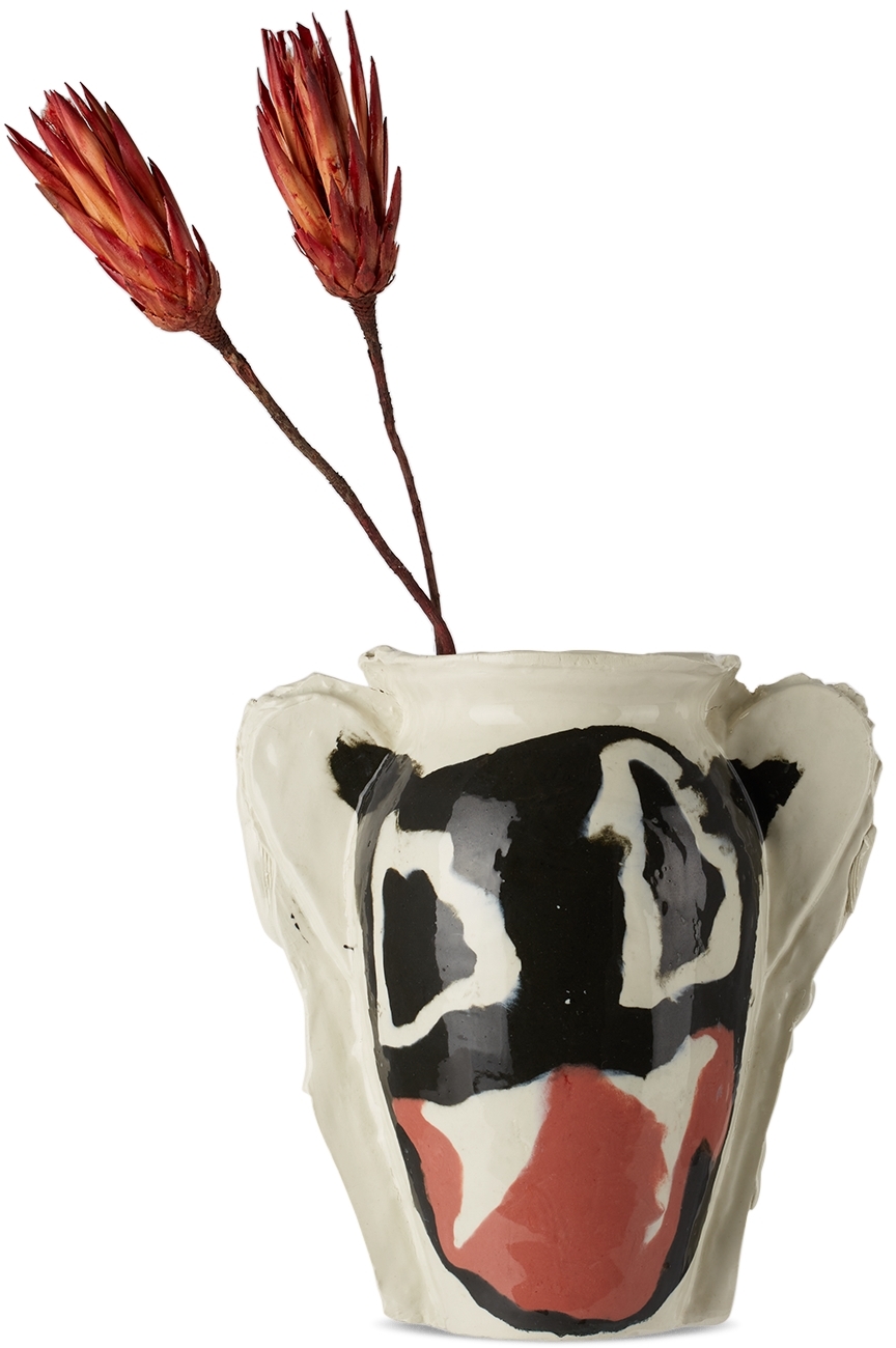 Dum Keramik Off-white Cat Head Vase In N/a