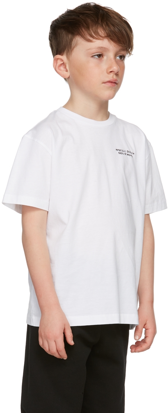 Marcelo Burlon County Of Milan Kids White Logo T-shirt In White Black