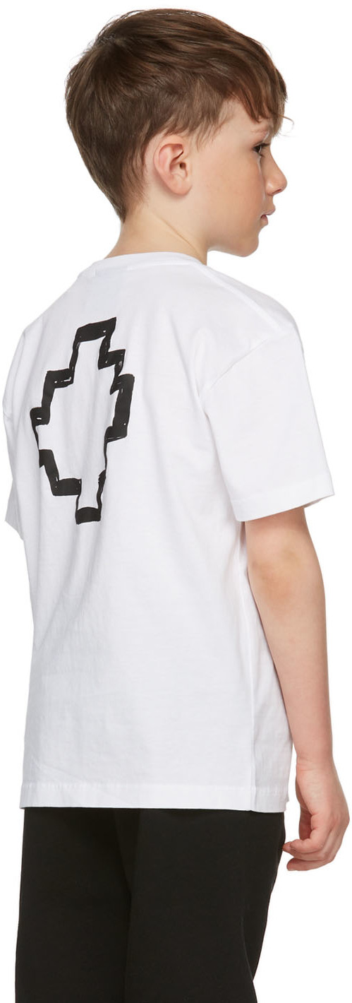 Marcelo Burlon County Of Milan Kids White Logo T-shirt In White Black