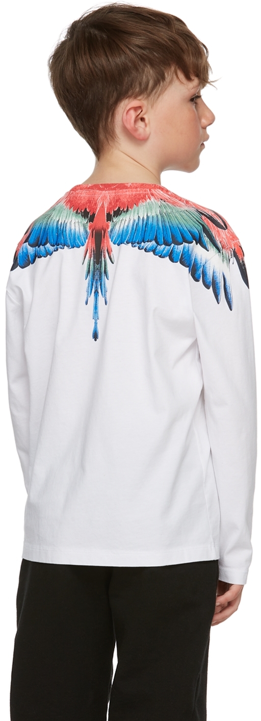 Marcelo Burlon County Of Milan Kids White Wings Long Sleeve T-shirt In White Multi