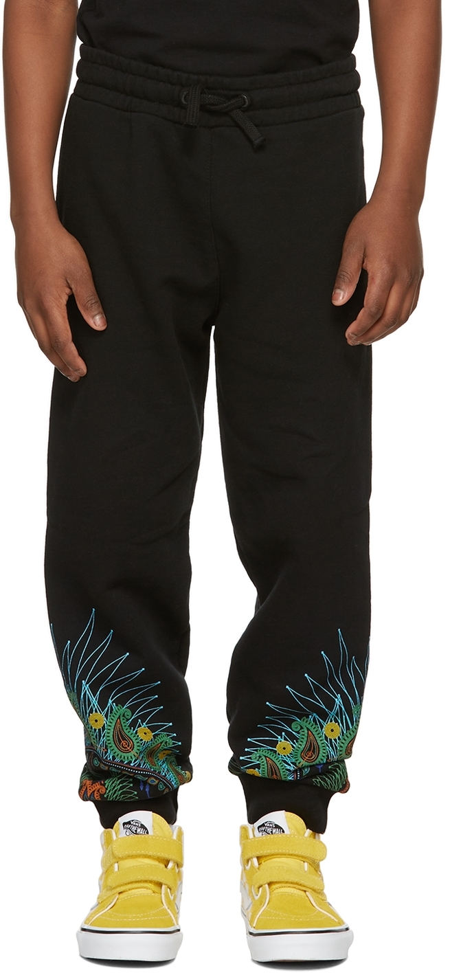 Marcelo Burlon County Of Milan Bandana Wings Graphic-print Cotton-blend Jogging Bottoms 4-12 Years In Black Green