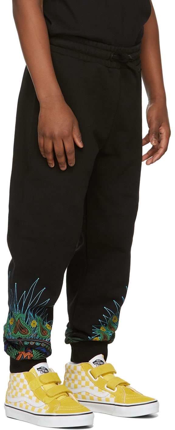 Marcelo Burlon County Of Milan Bandana Wings Graphic-print Cotton-blend Jogging Bottoms 4-12 Years In Black Green