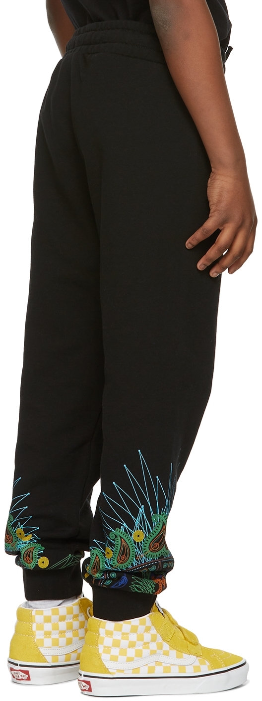 Marcelo Burlon County Of Milan Bandana Wings Graphic-print Cotton-blend Jogging Bottoms 4-12 Years In Black Green