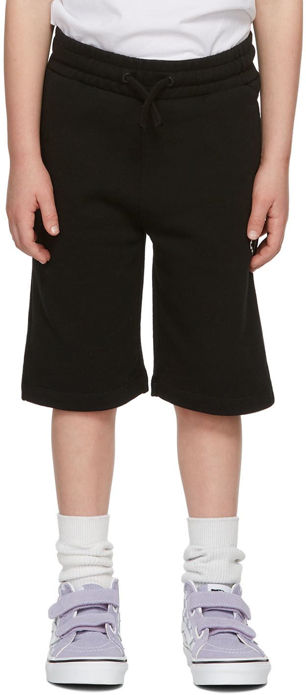 Marcelo Burlon County Of Milan Kids Black Tempera Cross Lounge Shorts In Black White