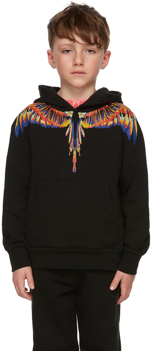 Marcelo Burlon County Of Milan Wings-print Zip-fastening Hoodie In Black Multicolor