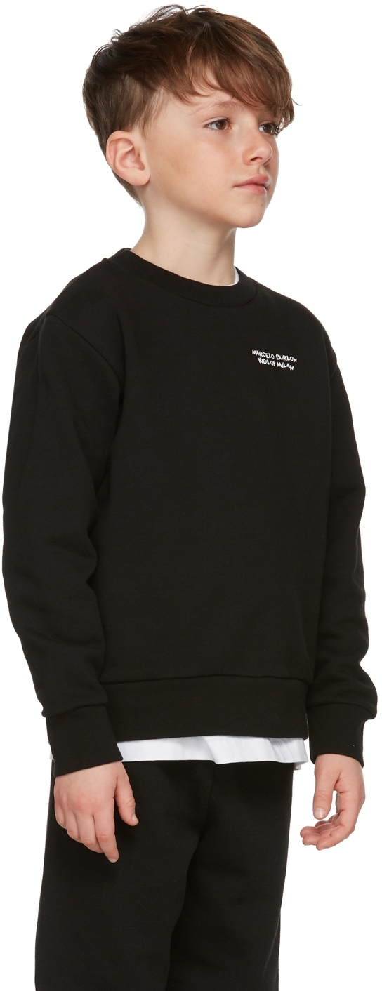Marcelo Burlon County Of Milan Kids Black Cross Print Logo Sweatshirt In White