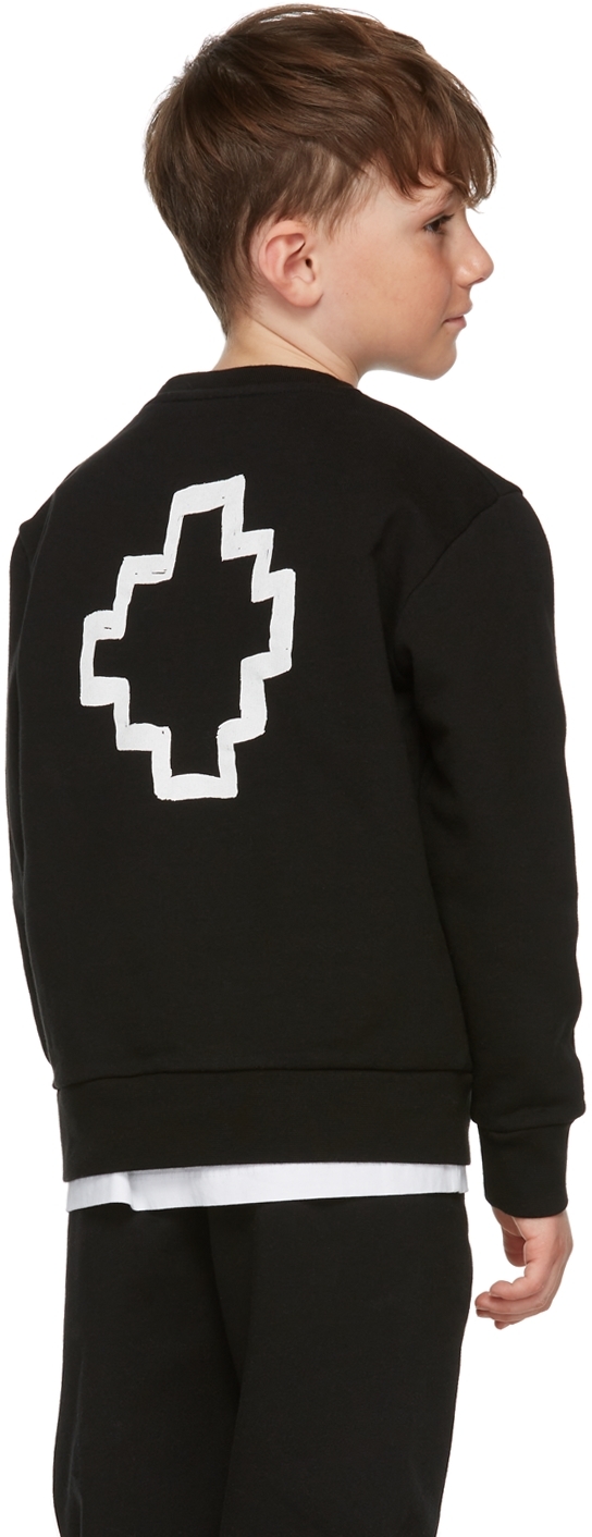 Marcelo Burlon County Of Milan Kids Black Cross Print Logo Sweatshirt In White