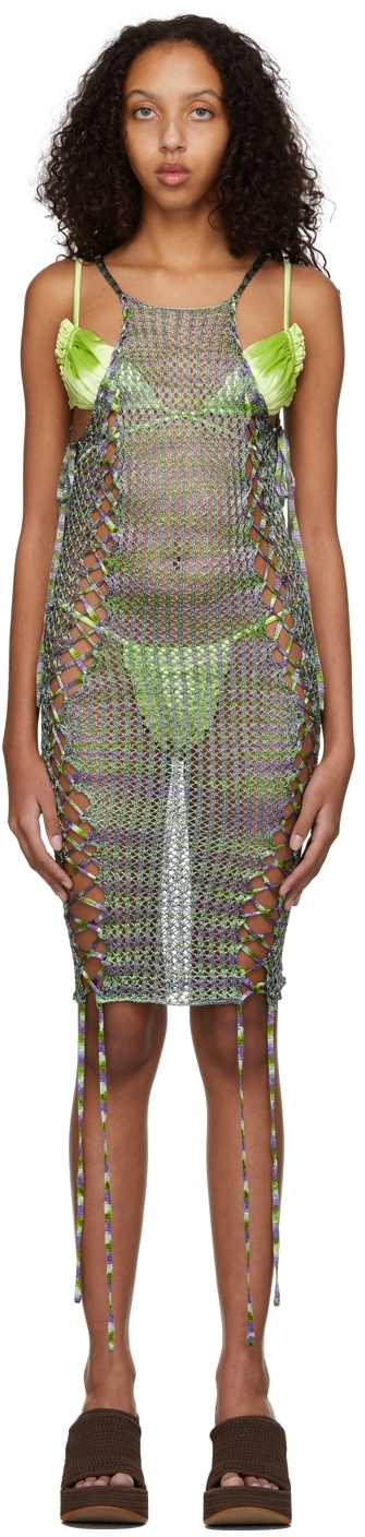 SSENSE Exclusive Green & Purple Broken Vase Dress