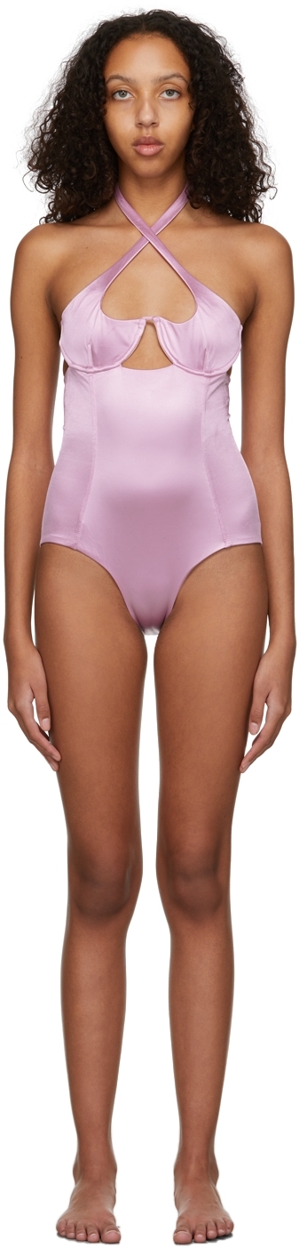 Isa Boulder SSENSE Exclusive Pink Heart One-Piece Swimsuit