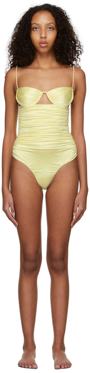 Isa Boulder SSENSE Exclusive Yellow Ripple One-Piece Swimsuit