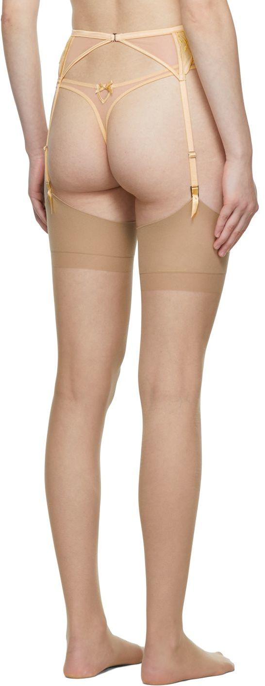 Fleur Du Mal Yellow Lily Garter Belt In 0613 Daffodil