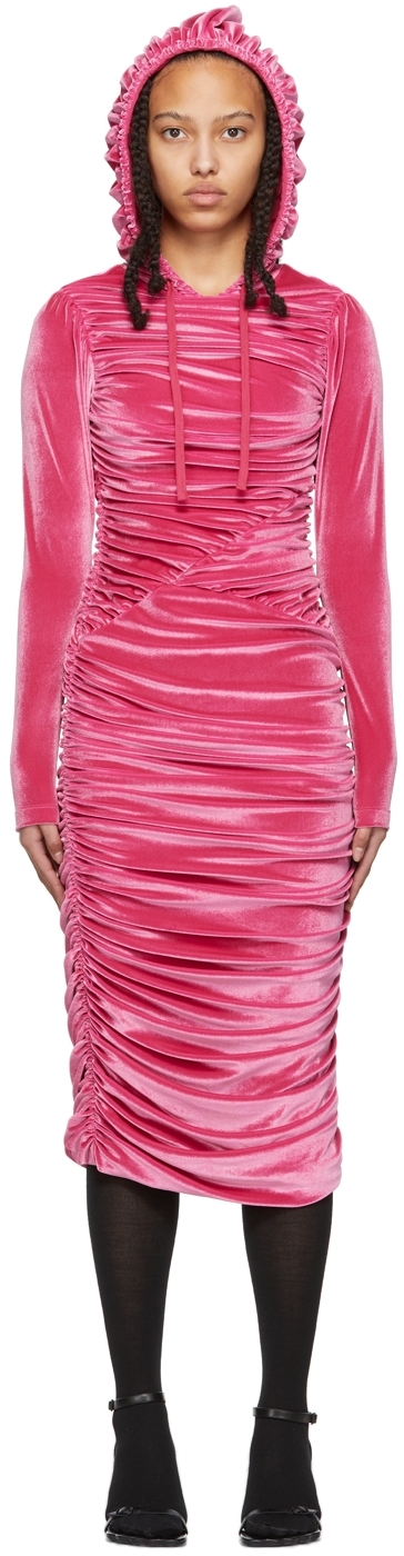 Pink Ruched Mid-Length Dress