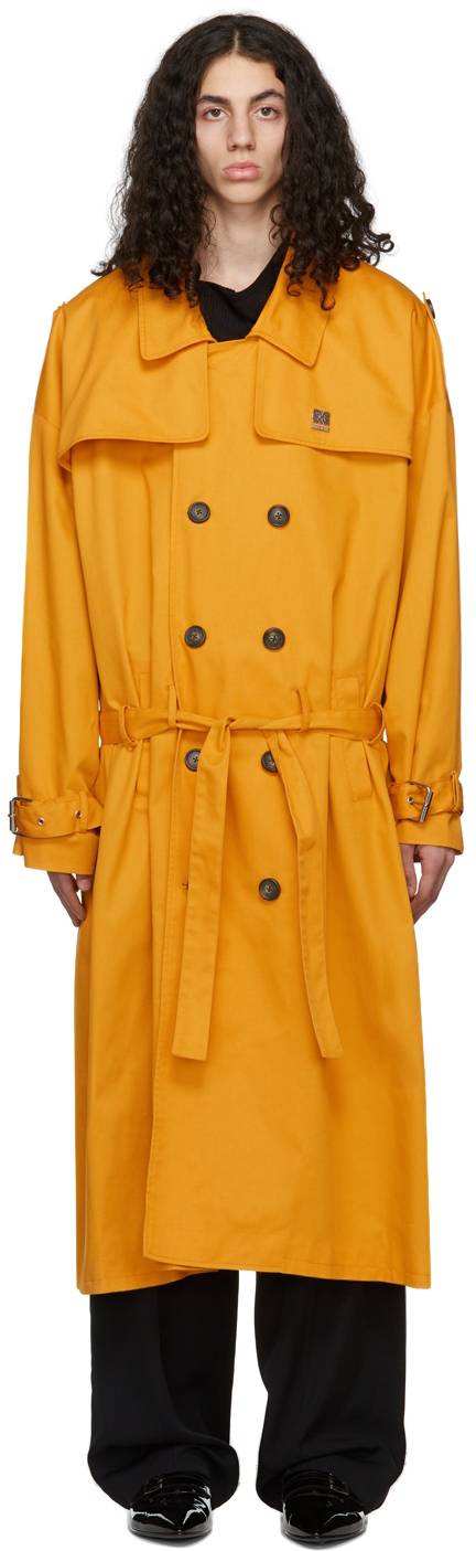 Hood by Air: Yellow Cotton Trench Coat | SSENSE