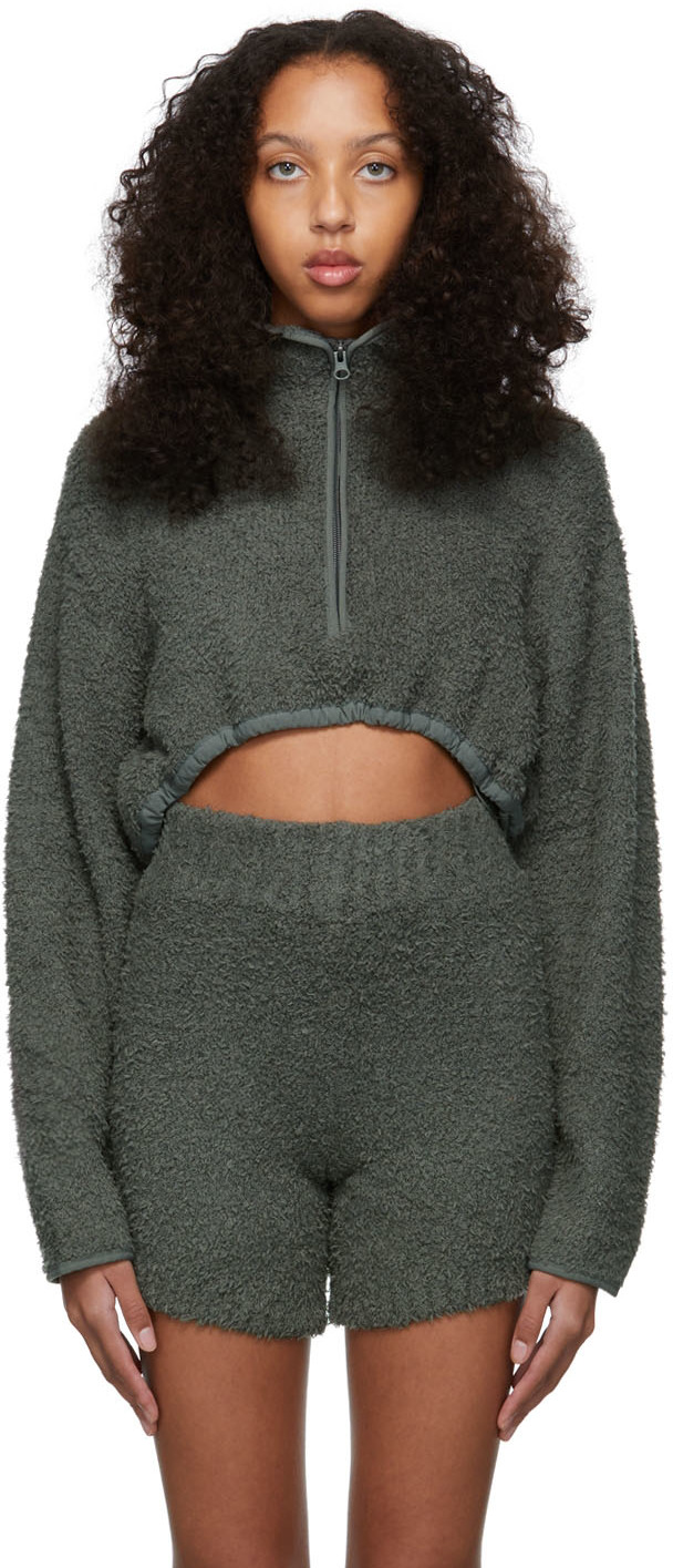Grey Cozy Knit Cropped Sweater by SKIMS on Sale