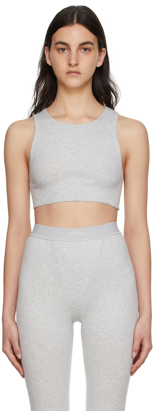 Grey Cotton Tank Top by SKIMS on Sale