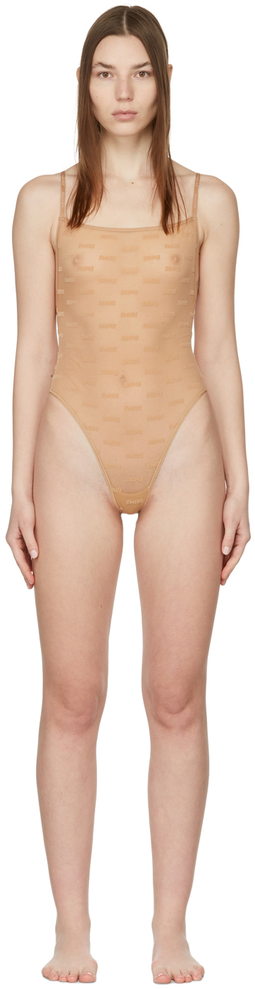 Beige After Hours Bodysuit by SKIMS on Sale