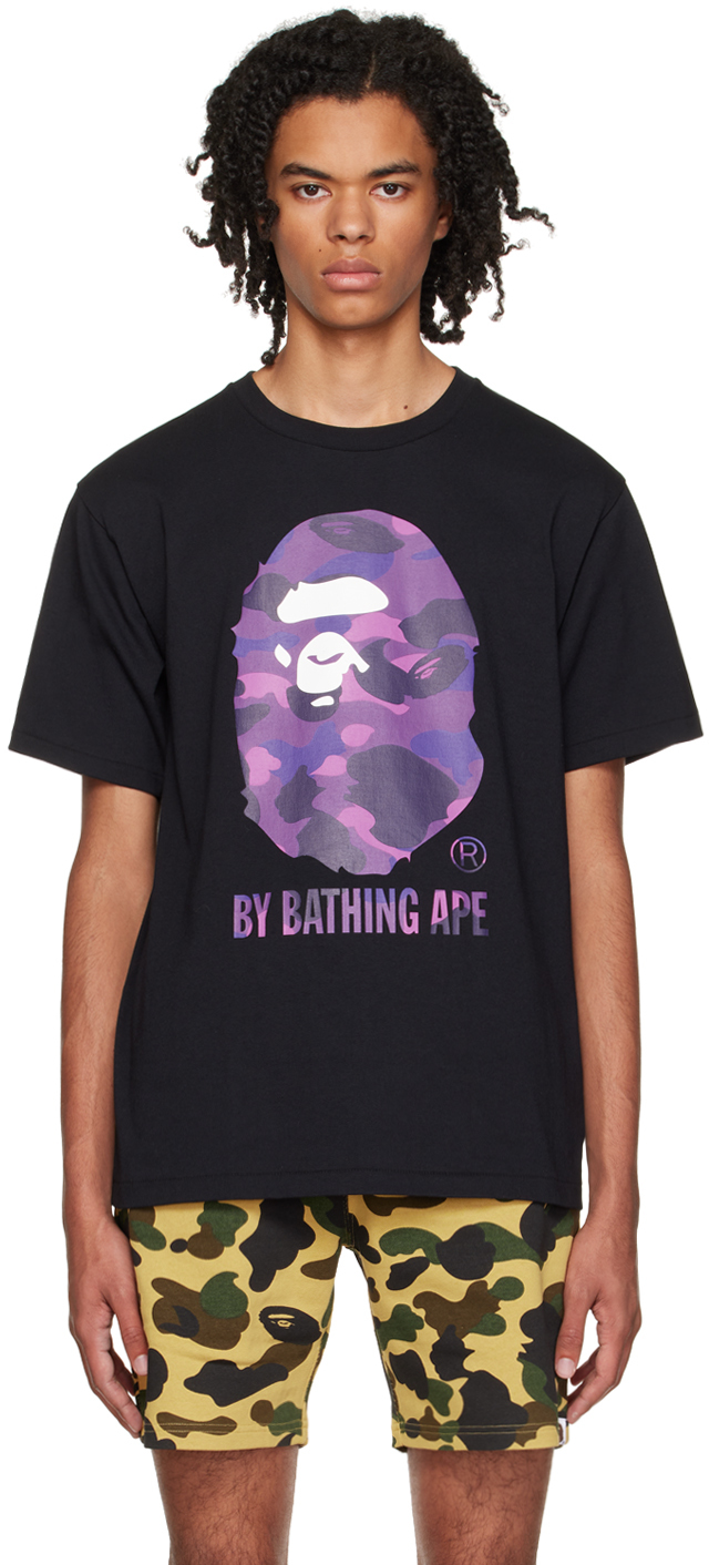 BAPE: Black Color Camo T-Shirt | SSENSE