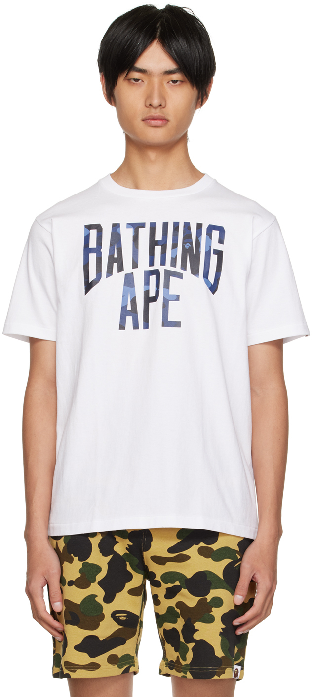 BAPE: ホワイト＆ネイビー Color Camo Tシャツ | SSENSE 日本